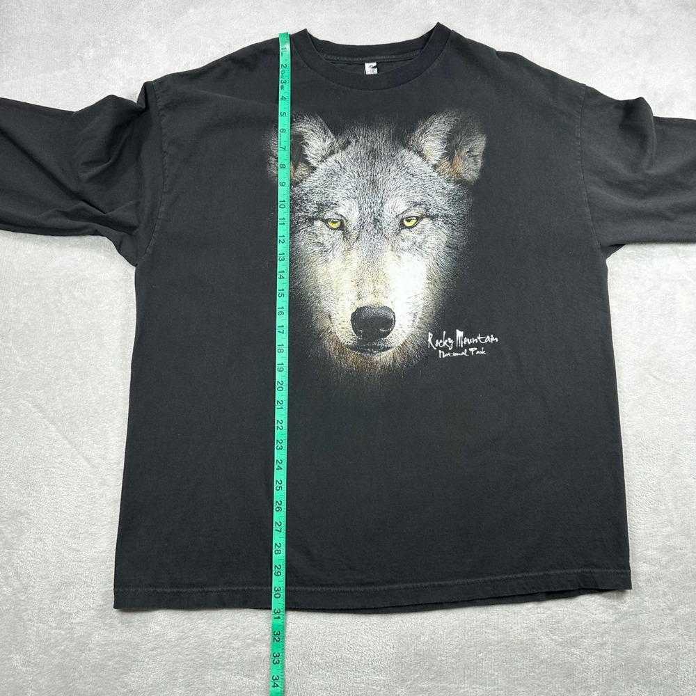 Rocky Mountain National Park Shirt Mens XXL Black Wolf Graphic Long Sleeve - Picture 8 of 9